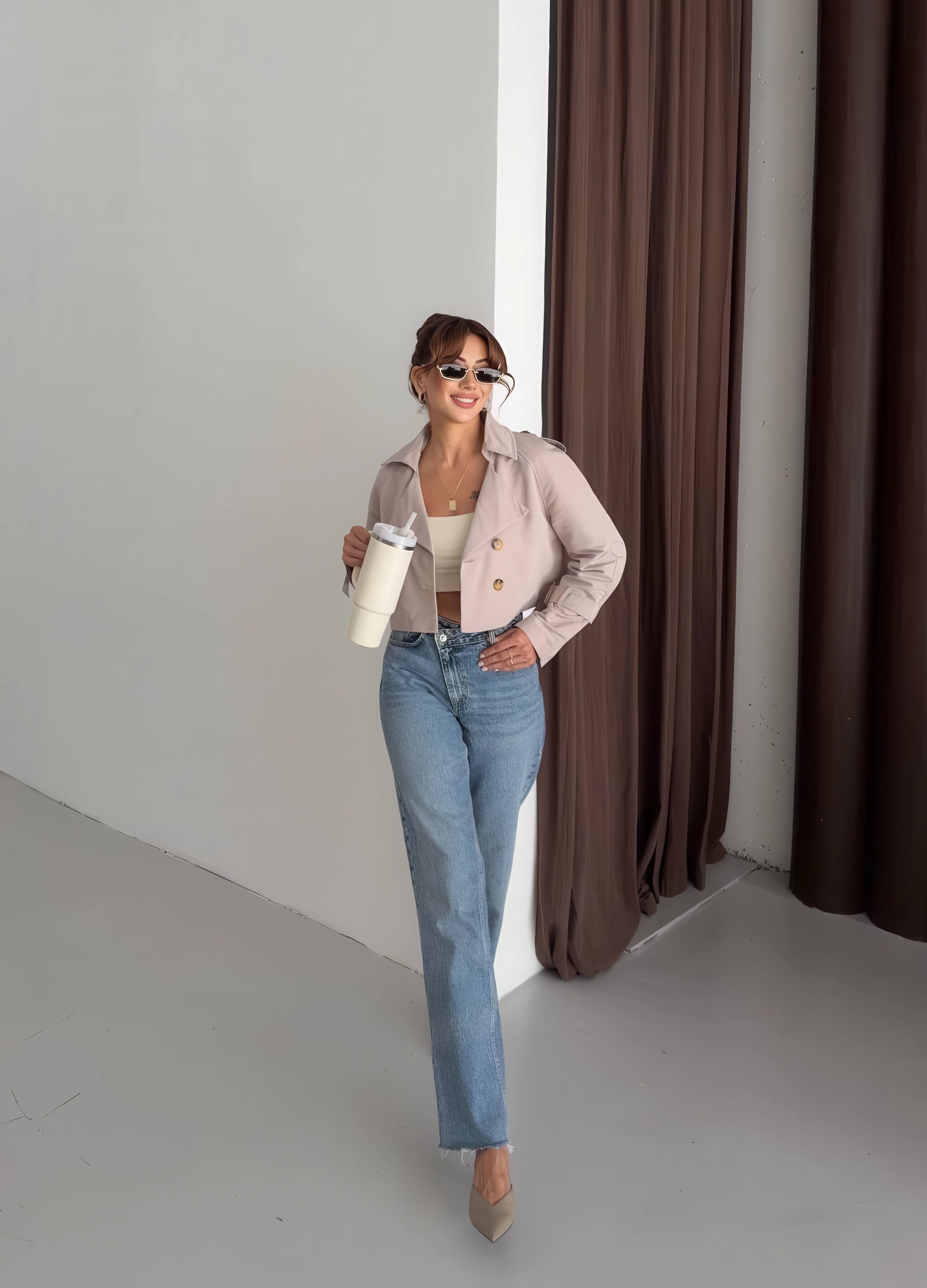 Chaqueta cropped trench